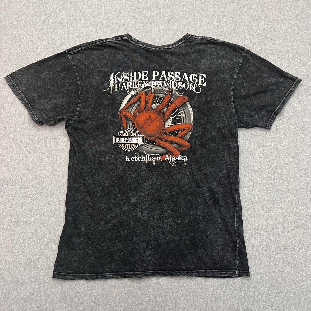 Harley Davidson Men XL 2015 Inside Passage Ketchikan Alaska Stonewash Crab Shirt